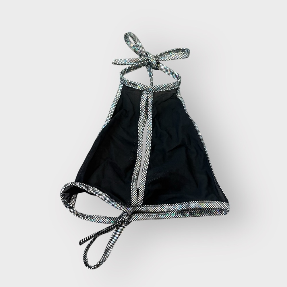 iHeartRaves Silver Gunmetal Iridescent Mesh Halter Top - Rave Festival